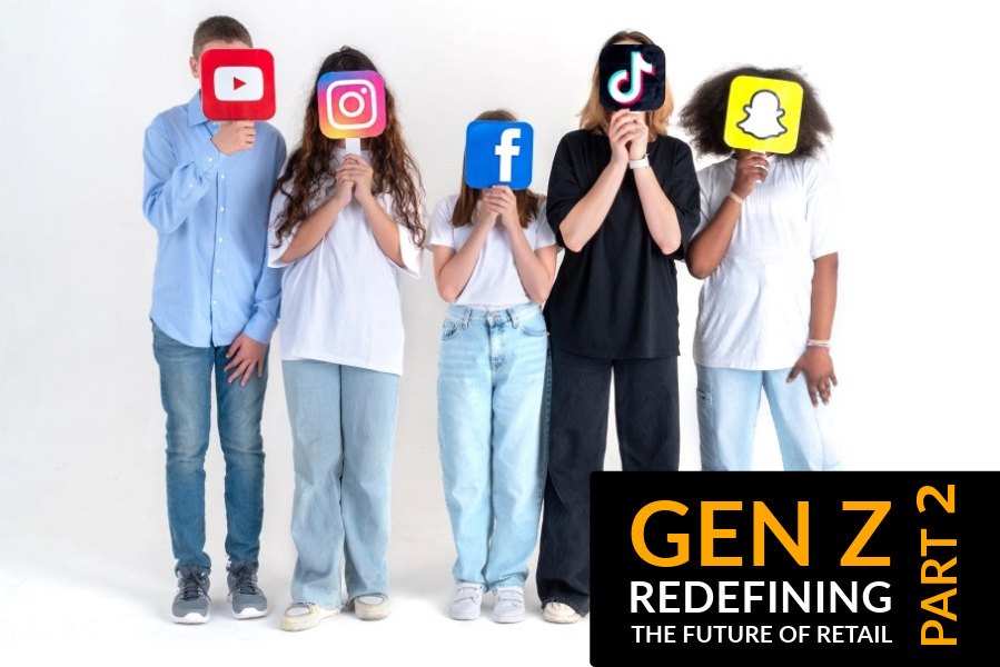 Generation Z kids standing with social media signs covering their faces