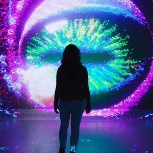 Illuminarium Toronto huge Lightbright visual of an eye 